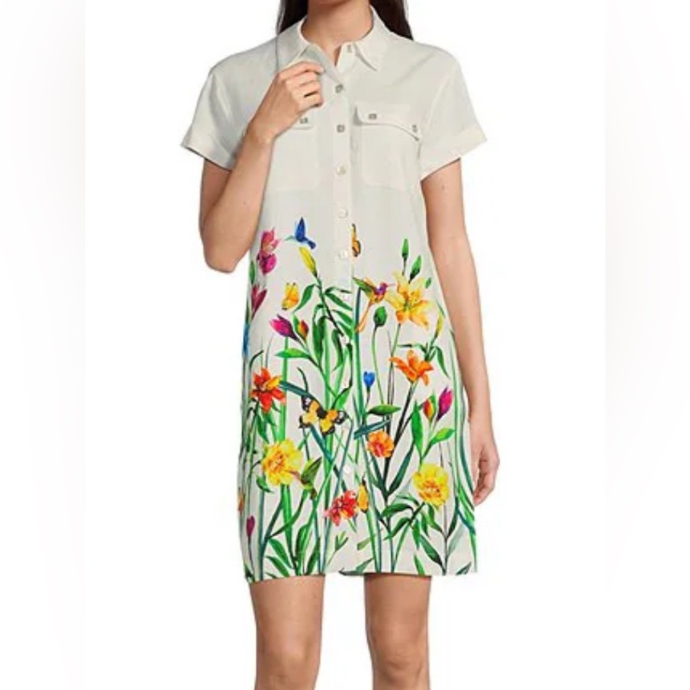 John Mark floral button front  shirt dress